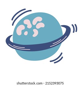 Planet. Cute cartoon galaxy, space, solar system elements. Isolated design elements for children. Stickers, labels, icons, infographics for kids. Vector Hand draw illustration 