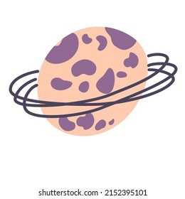 Planet. Cute cartoon galaxy, space, solar system elements. Isolated design elements for children. Stickers, labels, icons, infographics for kids. Vector Hand draw illustration 