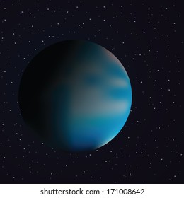 Planet and dark space in background (Vector illustration)