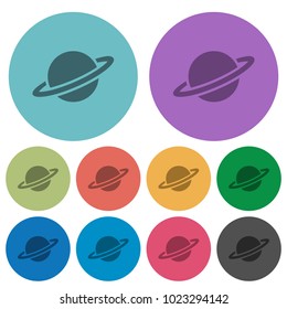 Planet darker flat icons on color round background