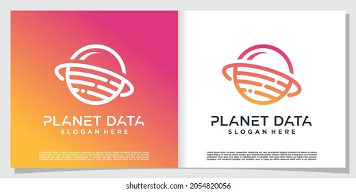 Planet-Datenlogo mit modernem Konzept Premium Vector