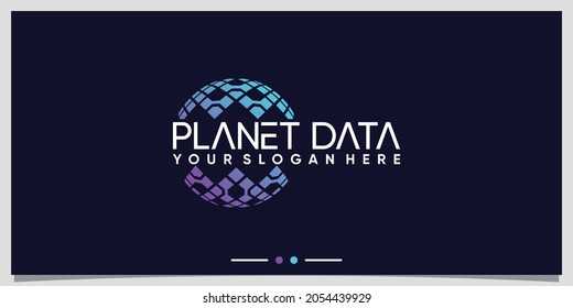 Planet data technology logo design for business company Premium Vector