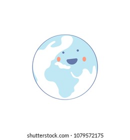 Planet Day, Happy Cartoon Earth Character. 