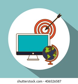 planet and Digital marketing design, vector illustration