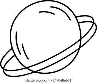 Planet With Disk Outline Vector Illustration