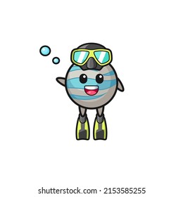 the planet diver cartoon character , cute design