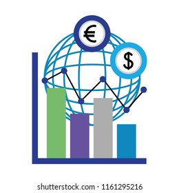 planet with dollars and euro economy