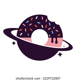 Planet Donuts Logo Template Design. Unique bakery logotype design template.