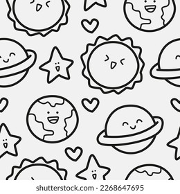 Planet doodle cartoon illustration pattern design