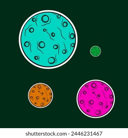 Planet Doodle Sticker Illustration with Pop Art Style