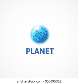 Planet. Drawing a blue planet in the form of a logo.