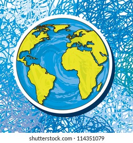 planet drawing over blue background. vector illustration