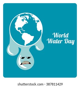 planet and drop in the world water day in blue color