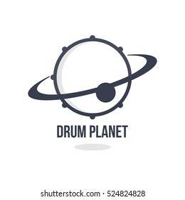 PLANET DRUM MUSIC COURSE LOGO COMPANY BUSINESS TEMPLATE EMBLEM SIGN SYMBOL