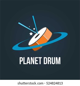 PLANET DRUM WITH STAR COURSE LOGO COMPANY BUSINESS TEMPLATE EMBLEM SIGN SYMBOL MUSIC