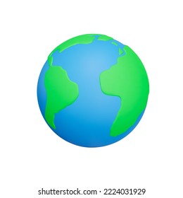 Planet earth 3d icon. continents and oceans. Isolated object on transparent background