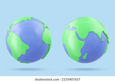 Planet Earth 3d vector icon. Earth day or environment conservation concept. Save green planet concept
