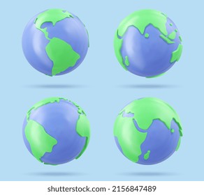 Planet Earth 3d vector icon. Earth day or environment conservation concept. Save green planet concept