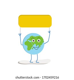 Planet Earth after infection. We defeated the virus. Save our world from the virus. World coronavirus. Earth day. Banner in the hands of our planet.