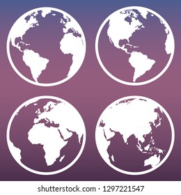 Planet Earth from all sides on a colorful background