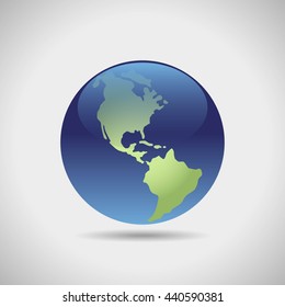 Planet earth. Americas view. Elements of image. The Blue icon on a black background. Eps10.