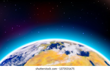 Planet Earth with an atmosphere on the background of stars. Realistic Vector