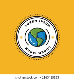 Planet Earth Badge Sticker Vector Illustration in Flat Style Design