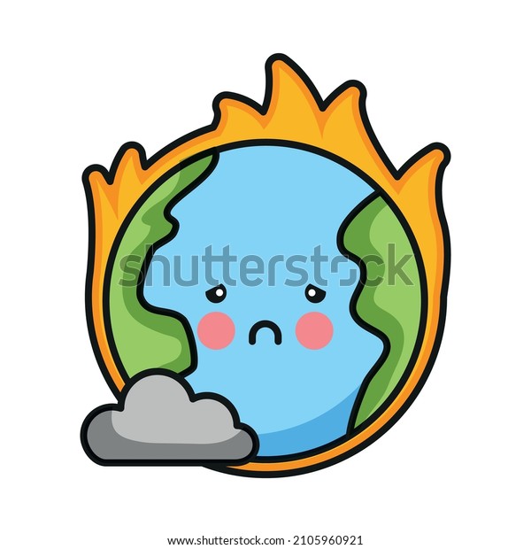 planet earth between fire. icon emoji.\
global warming . vector\
illustration