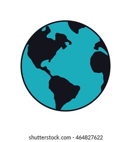 planet earth blue map icon. Isolated and flat illustration. Vector graphic