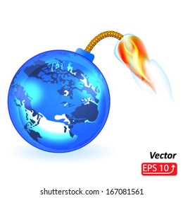 planet earth bomb, isolated on white background vector