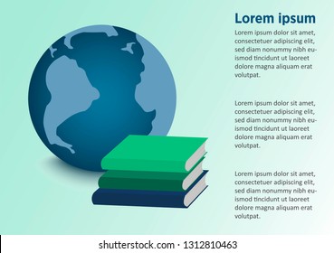 Planet Earth with books. Knowledge ideas concept