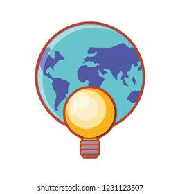 planet earth with bulb light
