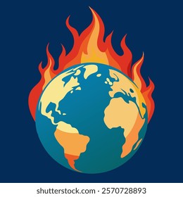 planet earth is burning vector illustration