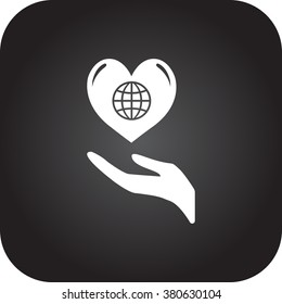 Planet Earth care simple icon on colorful square background
