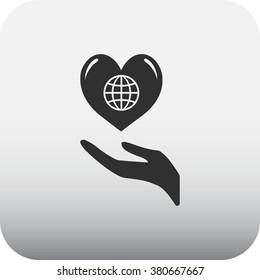 Planet Earth care simple icon on colorful square background