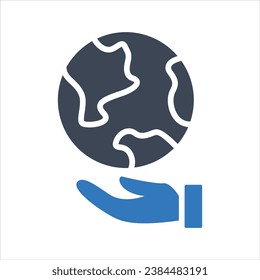 Planet earth care vector icon