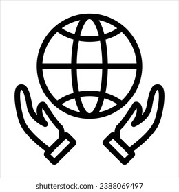 Icono del vector de cuidado de planeta tierra