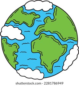 Planet Earth Cartoon Colored Clipart Illustration