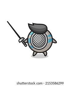planet earth cartoon as fencer mascot , cute design