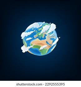 planet earth cartoon icon for school