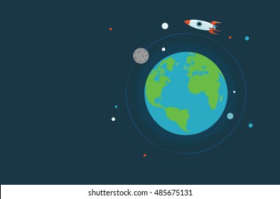 Planet earth. Cartoon space set.