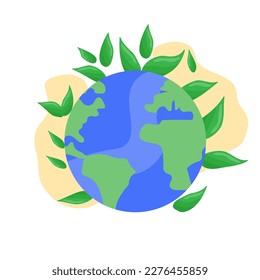 Planeta tierra al estilo de las caricaturas. Ilustración vectorial plana para el diseño de postales