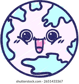 Planeta Tierra Tiza Dibujo en color neón brillante