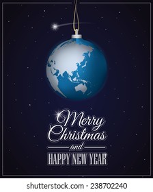 Planet Earth as Christmas ball - Asian version. EPS10, CMYK.