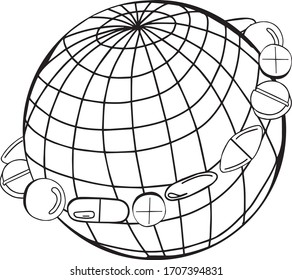 Planet Earth in a Circle of Pills