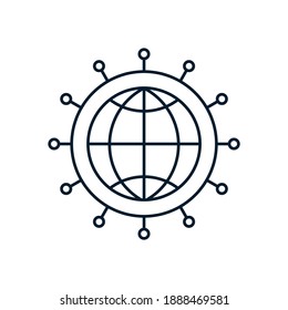Tierra y círculos planetarios. concepto de navegador de conexión a Internet. Icono del vector aislado en fondo blanco.