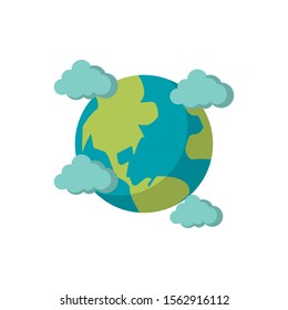 planet earth clouds astrology moon flat icon image vector illustration