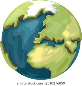 Planet earth color icon. Cartoon global environment