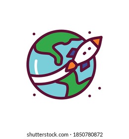 Planet earth color line icon. Pictogram for web page, mobile app, promo.