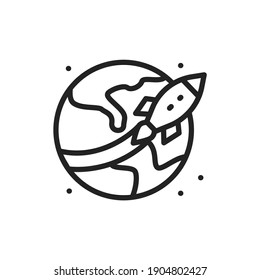 Planet earth color line icon. Pictogram for web page, mobile app, promo. Editable stroke.